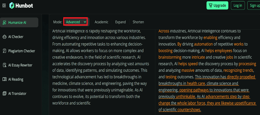 Humbot humanize AI Text

