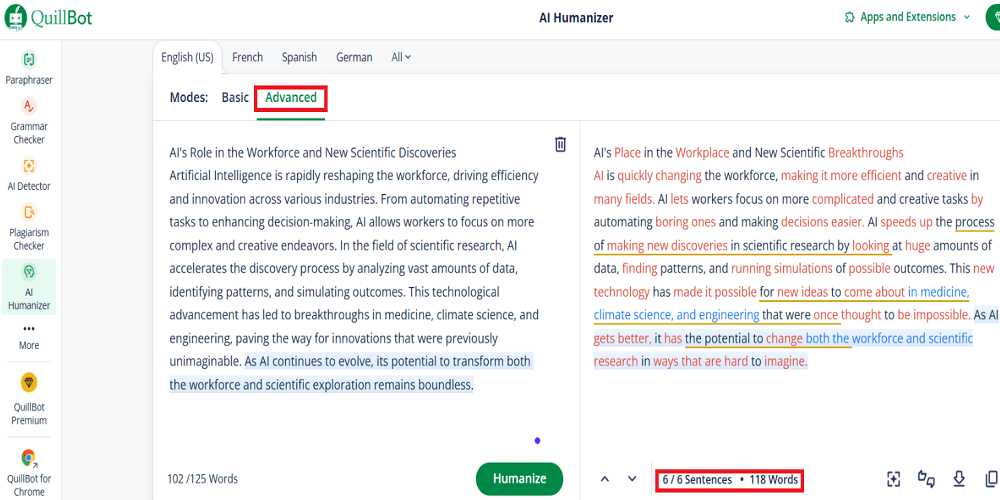 QuillBot humanize AI Text

