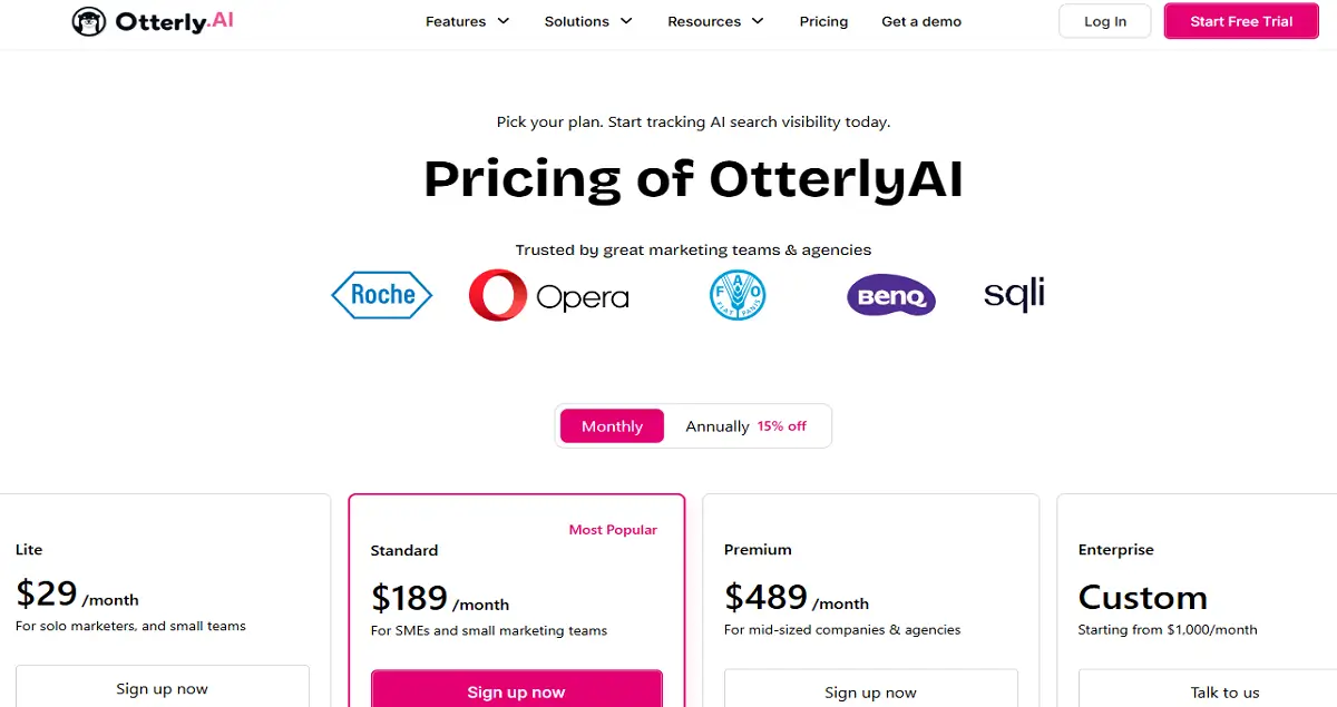 AI Search Visibility Management Tools: Best Picks for 2026 (Even on a Small Budget) 3 Otterly.ai pricing plans for AI search visibility tools, from $29 Lite to $489 Premium